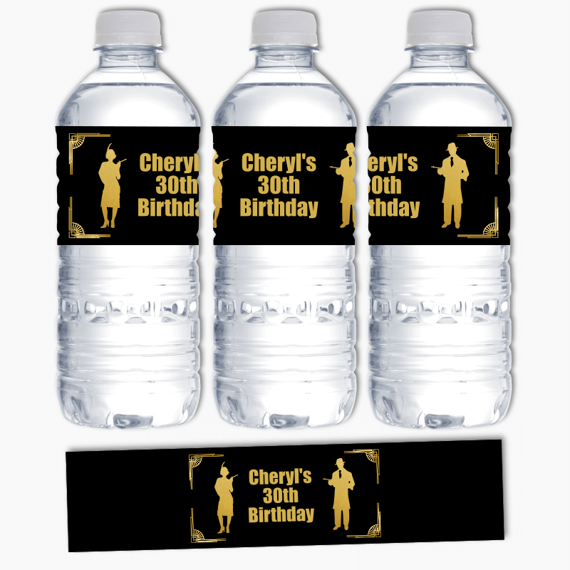 Personalised 1920s Gatsby &amp; Gangster Party Water Labels