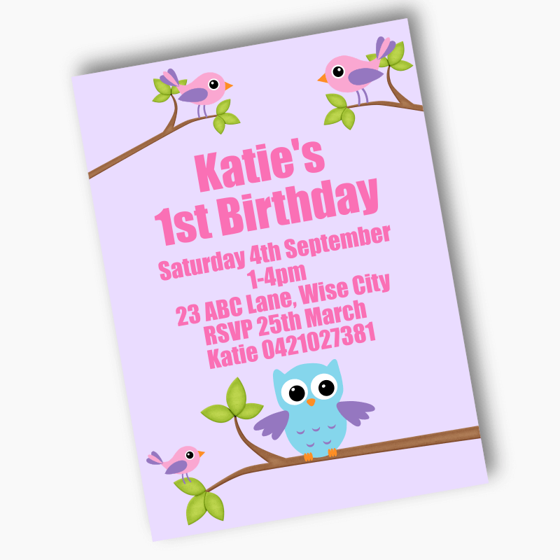 Boys Birds & Owl Party Invites