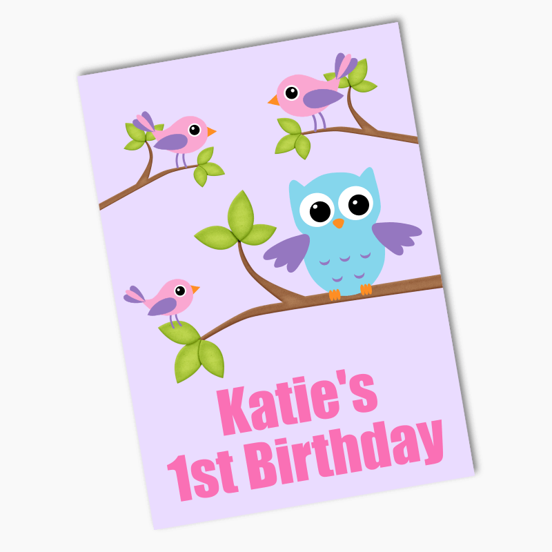 Girls Birds &amp; Owl Party Poster