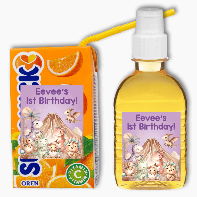 Girls Boho Dinosaur Party Rectangle Favour Stickers