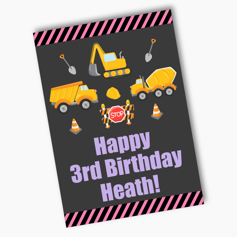 Girls Construction Birthday Party Poster
