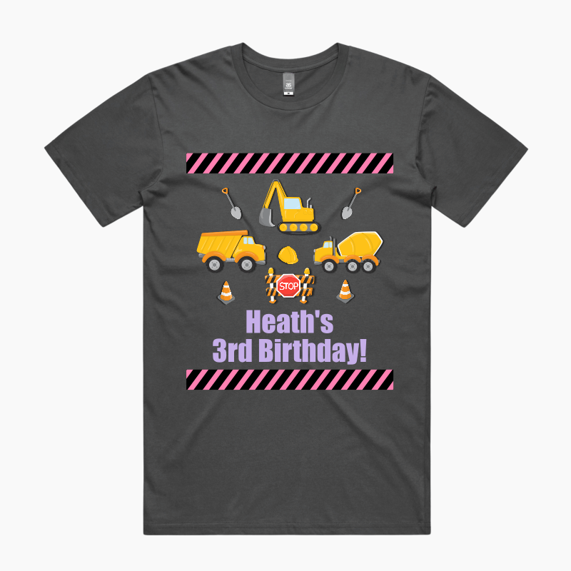 Boys Construction Birthday Party Shirt - Black