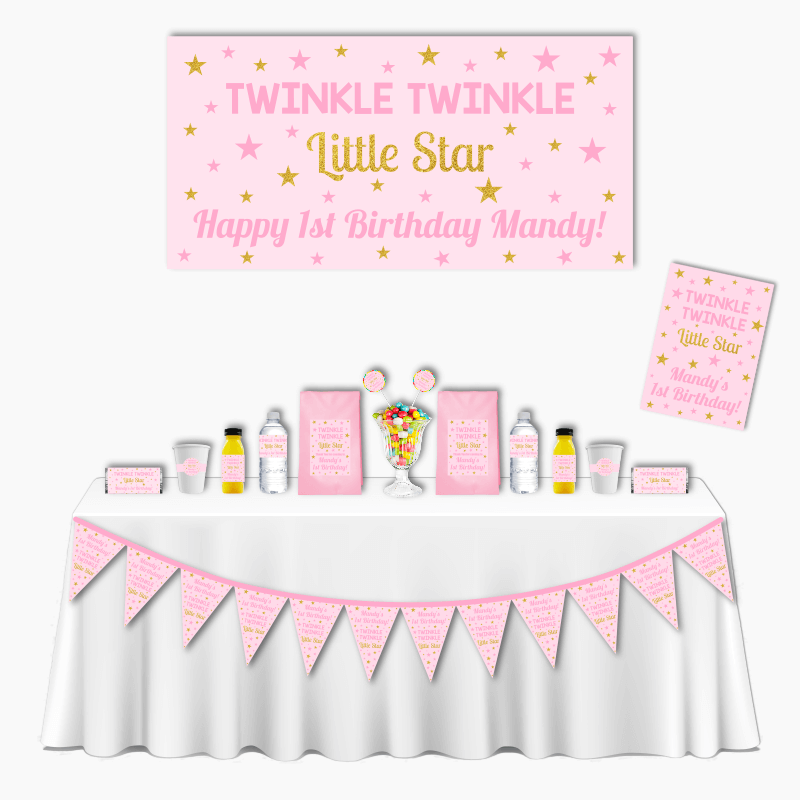 Personalised Girls Twinkle Twinkle Deluxe Birthday Party Pack
