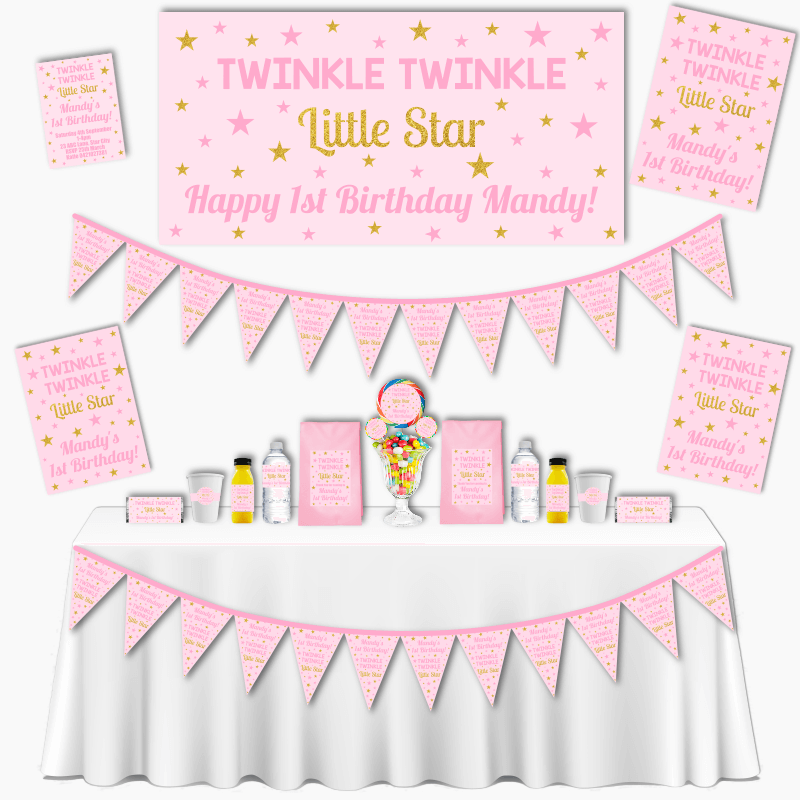Personalised Girls Twinkle Twinkle Grand Birthday Party Pack