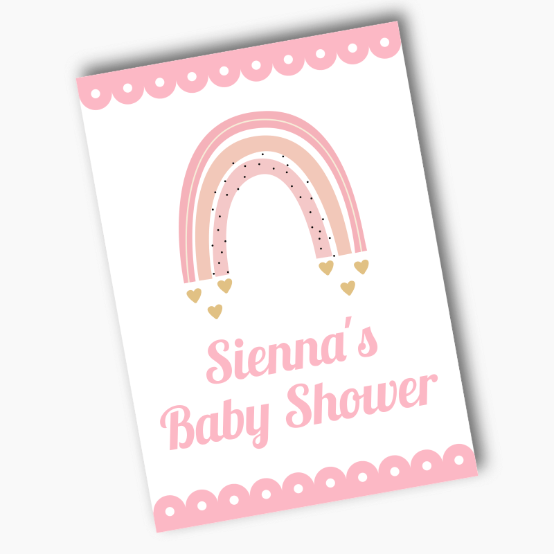 Personalised Boho Rainbow Party Posters - Pink