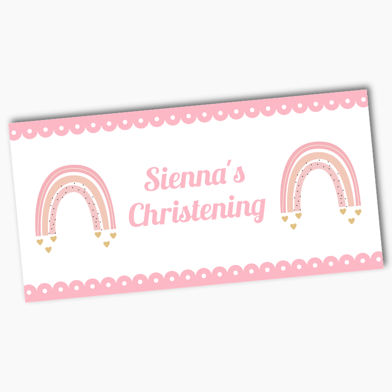 Personalised Boho Rainbow Party Banners - Pink