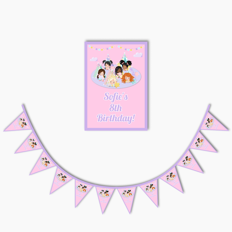 Personalised Girls Slumber Party Poster &amp; Bunting Combo