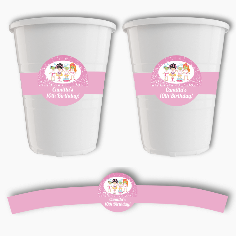 Personalised Spa &amp; Pamper Birthday Party Cup Stickers