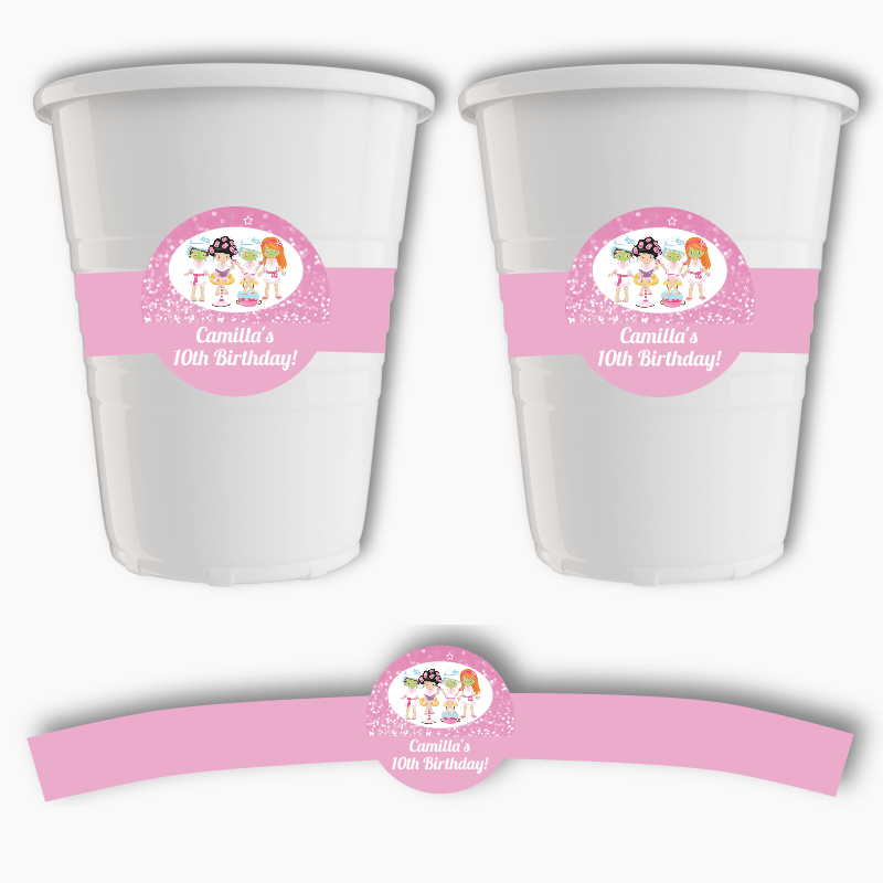 Personalised Spa & Pamper Birthday Party Cup Stickers