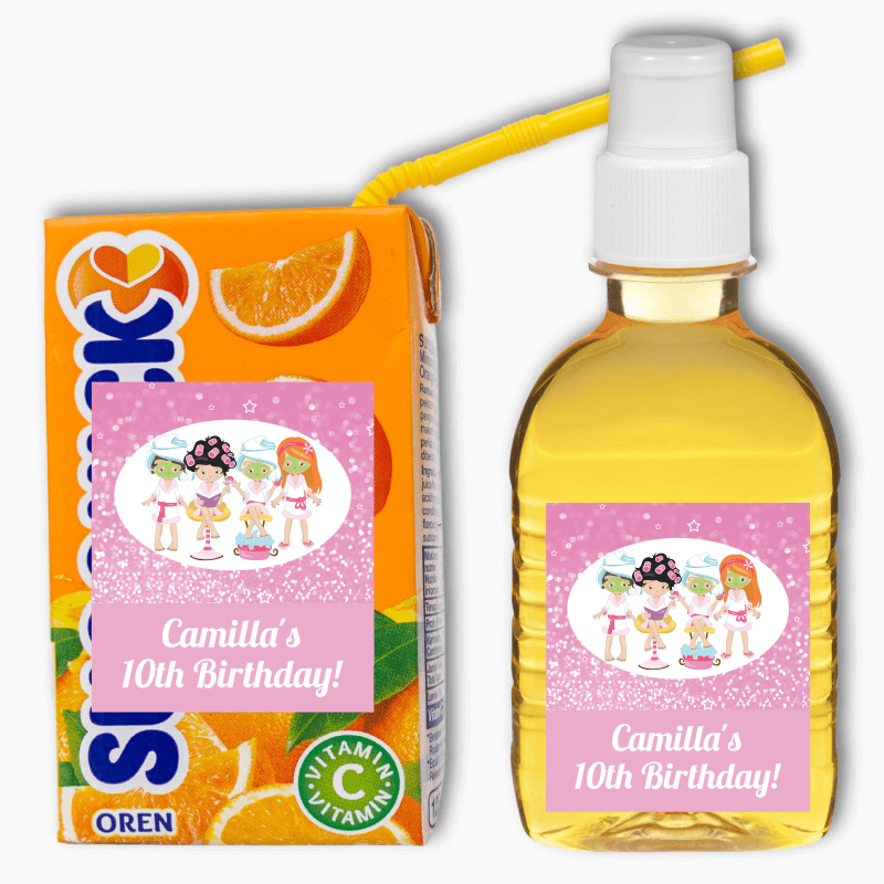 Girls Spa & Pamper Birthday Party Rectangle Favour Stickers