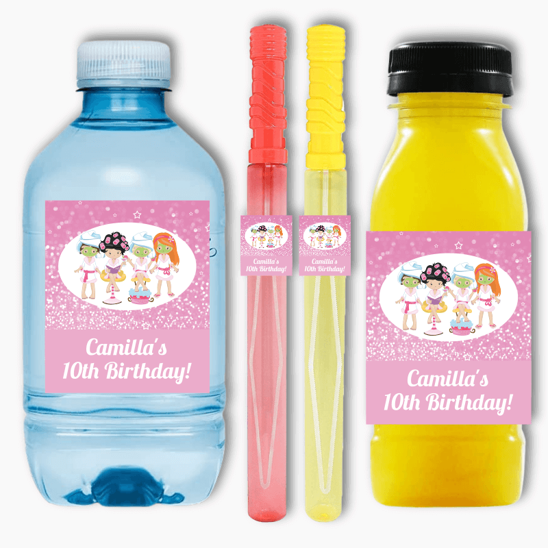 Girls Spa & Pamper Birthday Party Rectangle Favour Stickers