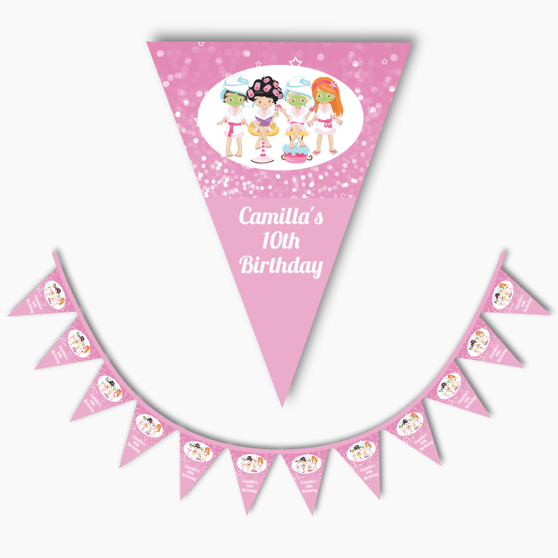 Personalised Spa &amp; Pamper Birthday Party Flag Bunting