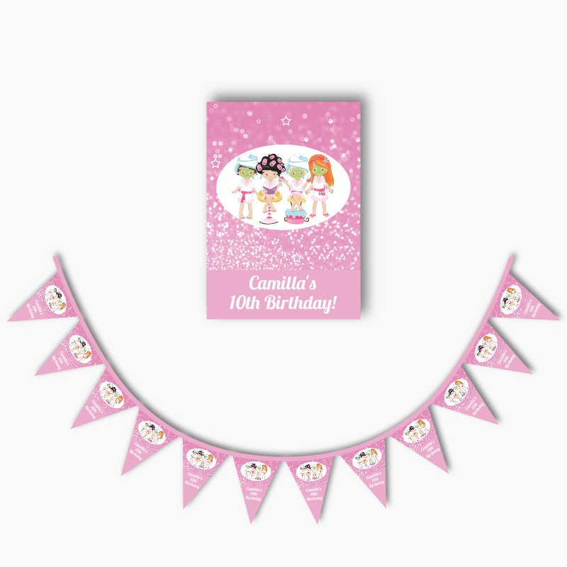 Personalised Spa &amp; Pamper Party Poster &amp; Bunting Combo