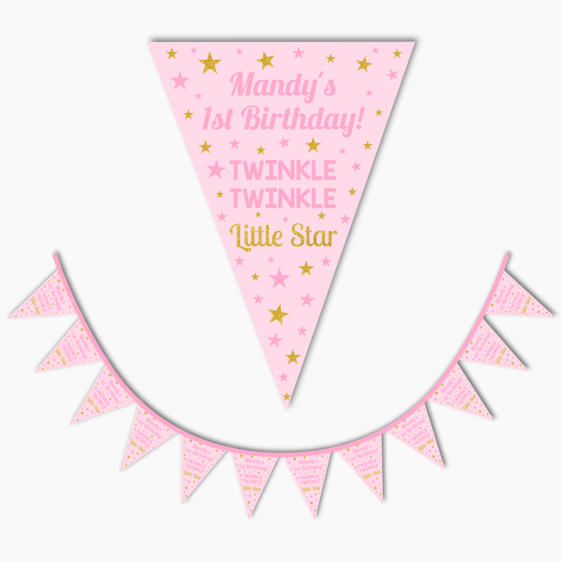 Girls Twinkle Twinkle Little Star Party Flag Bunting