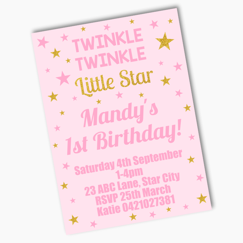 Girls Twinkle Twinkle Little Star Party Invites