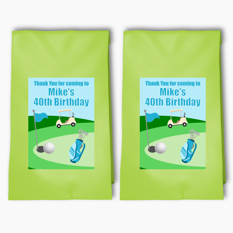 Personalised Golf Birthday Party Bags & Labels