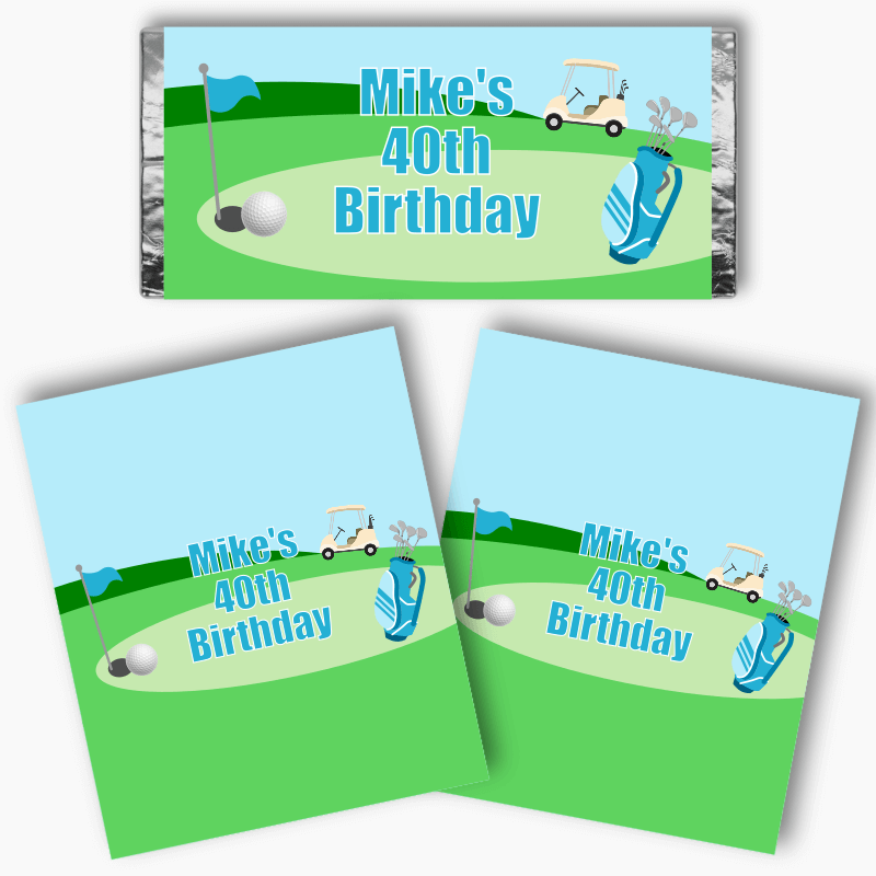 Personalised Golf Party Mini Chocolate Labels
