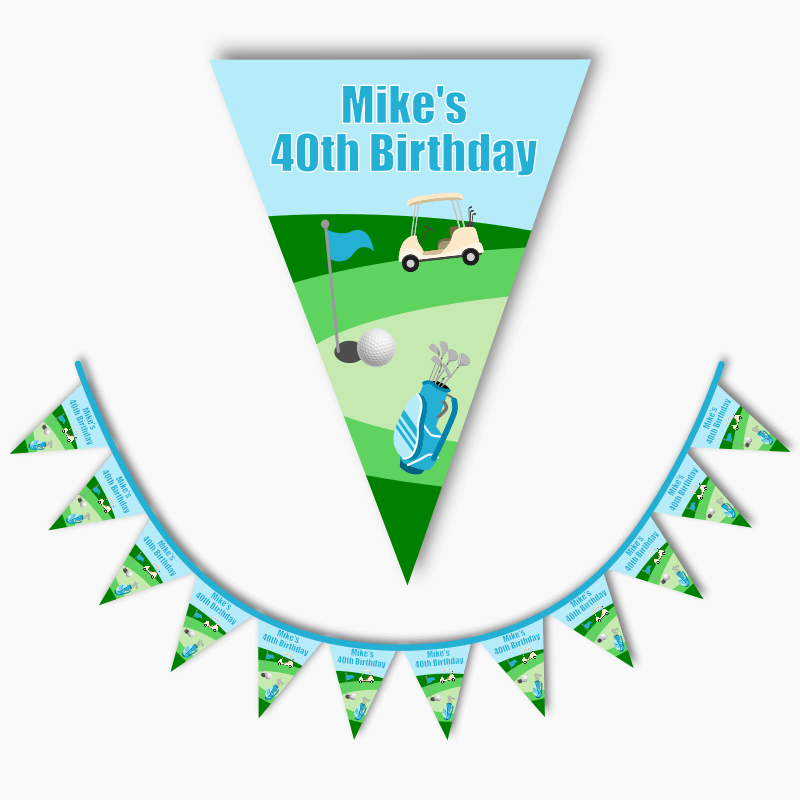 Personalised Golf Birthday Party Flag Bunting