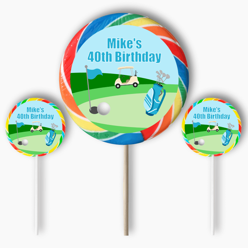 Personalised Golf Birthday Party Round Stickers