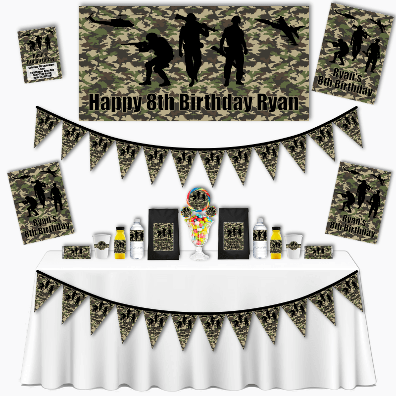 Personalised Army and Camouflage Grand Party Pack