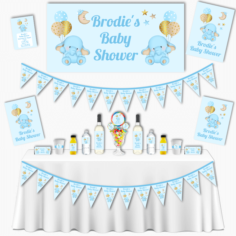 Personalised Blue Elephant Grand Baby Shower Pack