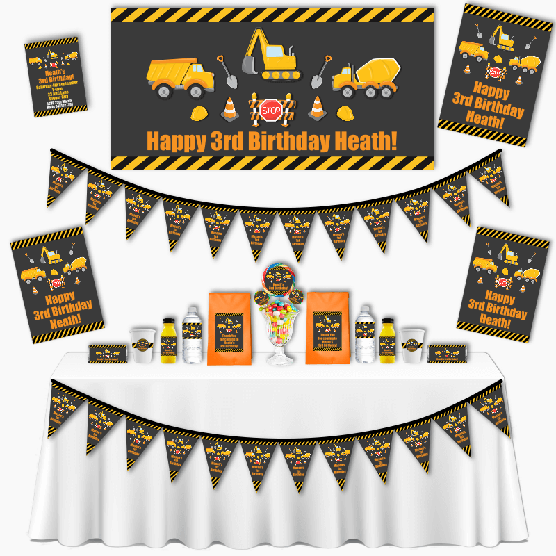 Personalised Construction Grand Birthday Party Pack