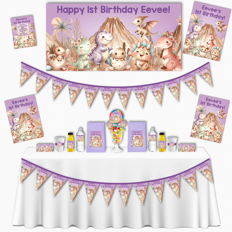 Personalised Girls Boho Dinosaurs Grand Party Pack