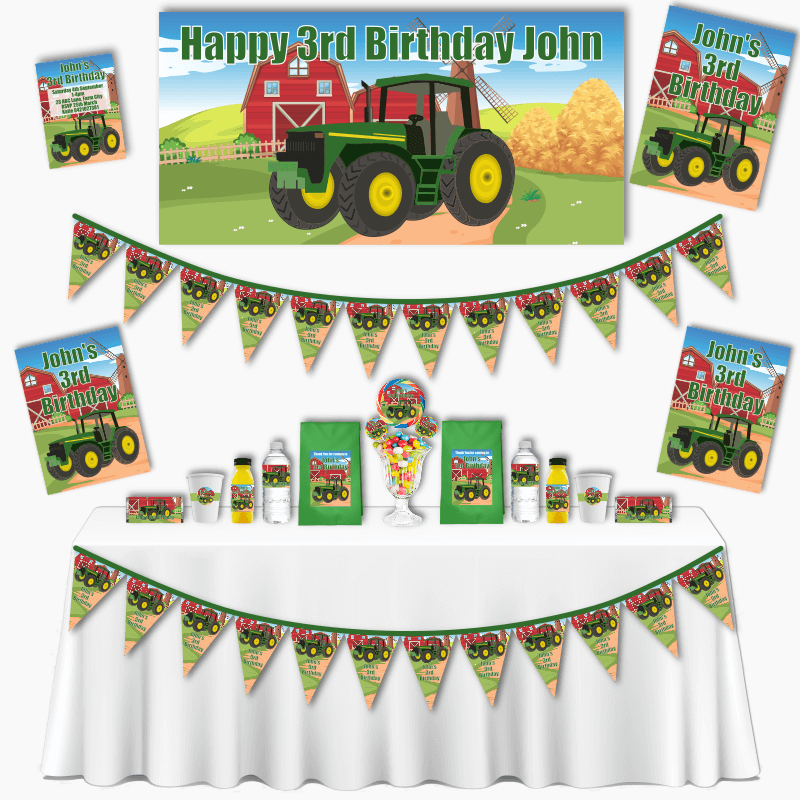 Personalised John Deere Tractor Grand Birthday Party Pack