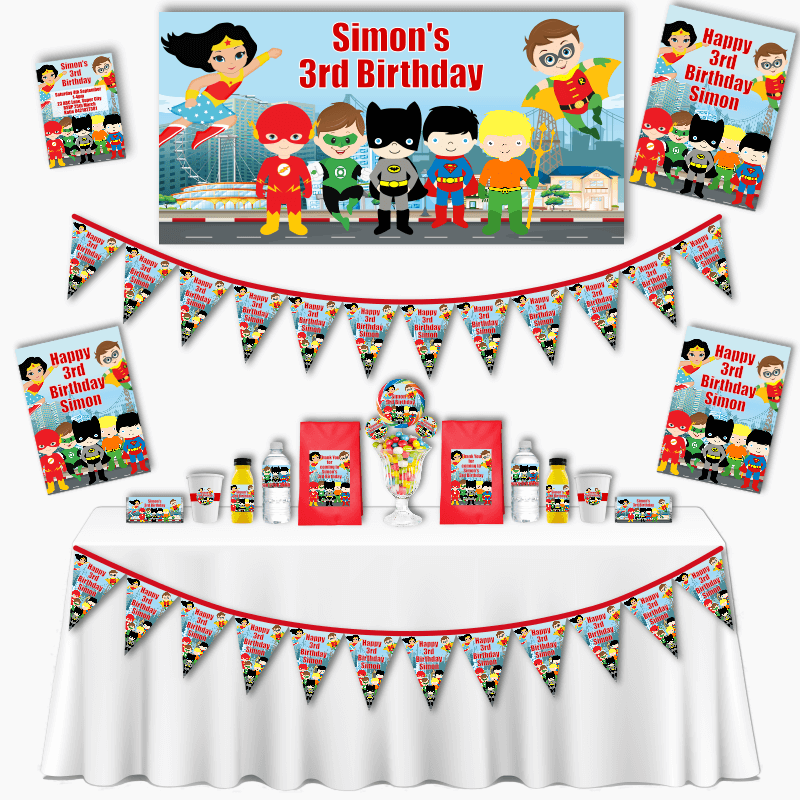 Personalised Little Superheroes Grand Birthday Party Pack