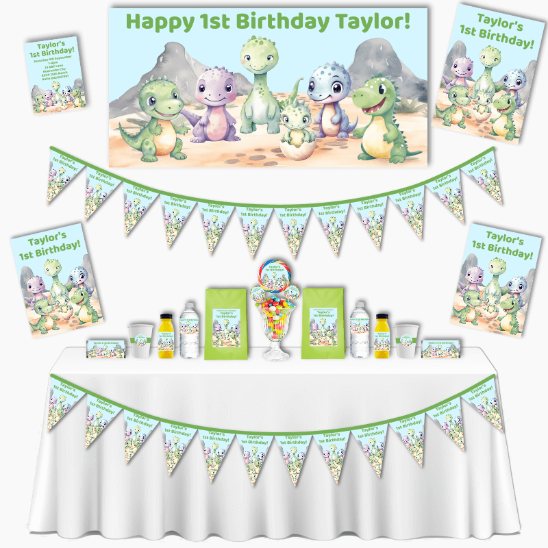 Personalised Cute Baby Dinosaurs Grand Party Pack