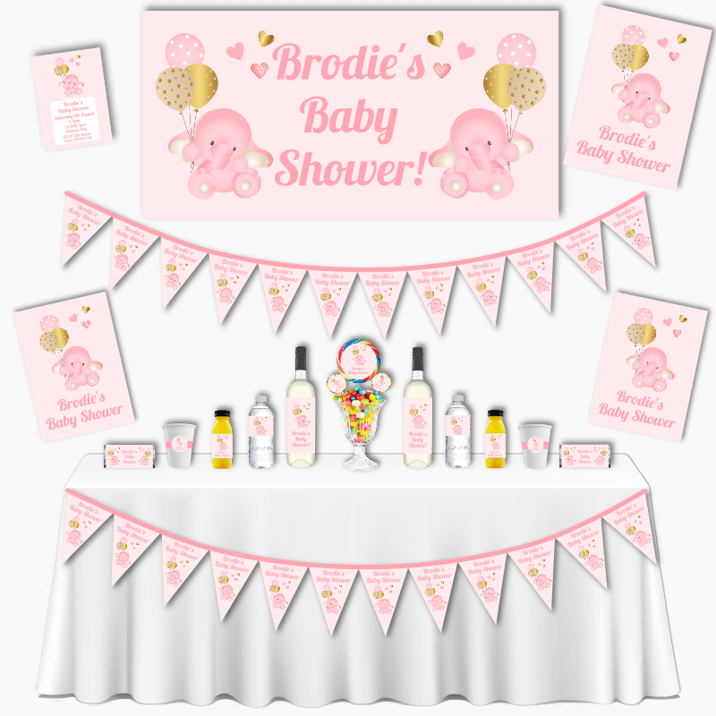 Personalised Pink Elephant Grand Baby Shower Pack