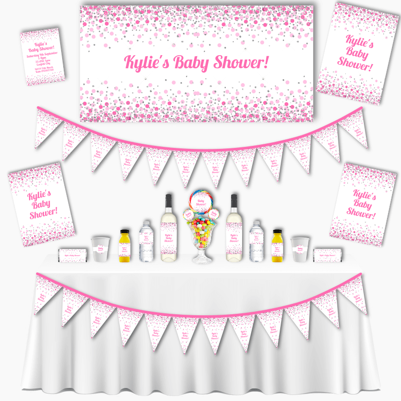 Personalised Pink Confetti Grand Baby Shower Pack