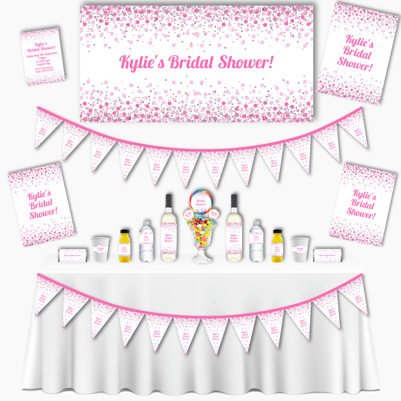 Personalised Pink &amp; White Confetti Grand Bridal Shower Pack