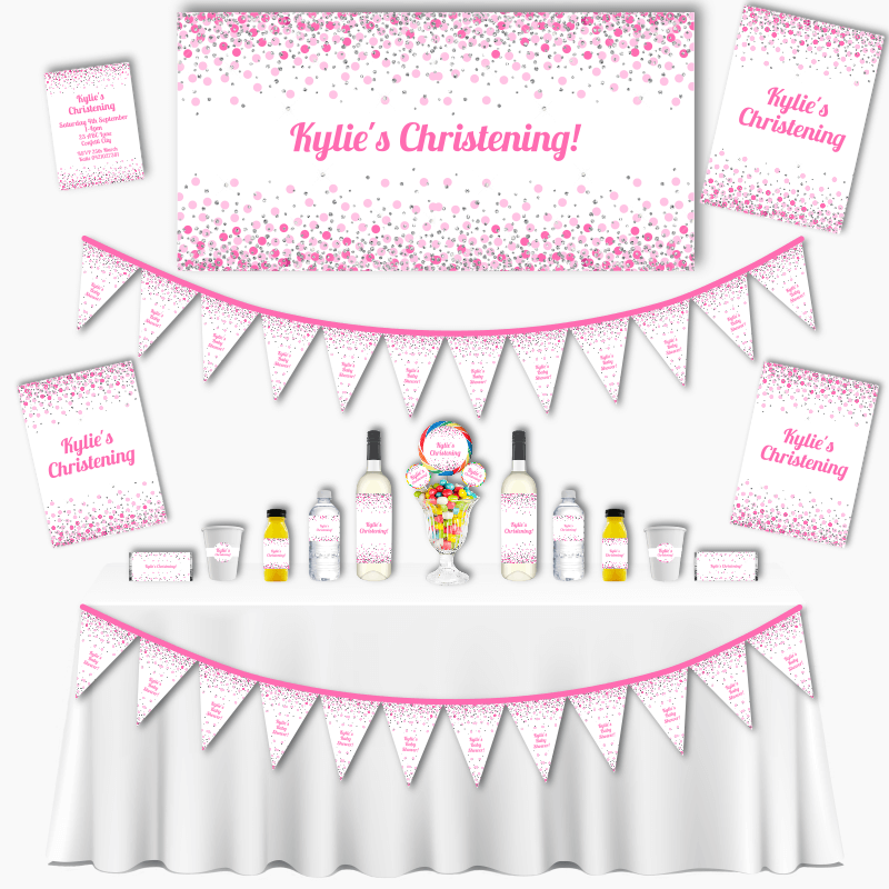 Personalised Pink Confetti Grand Christening Pack