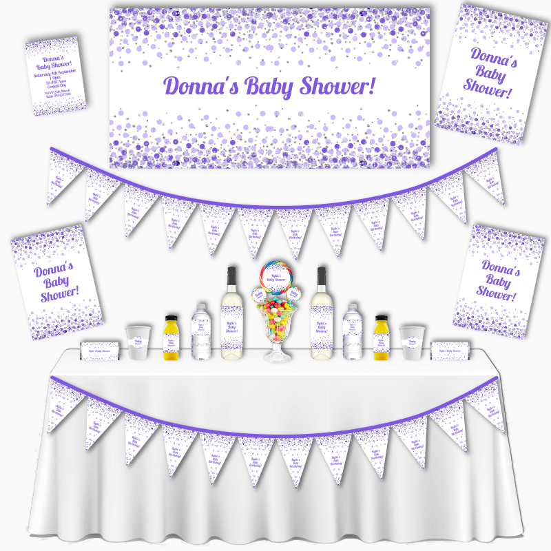 Personalised Purple Confetti Grand Baby Shower Pack