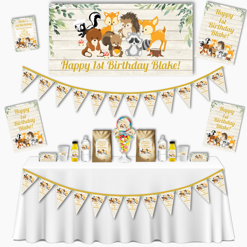Personalised Woodland Animals Grand Birthday Party Pack