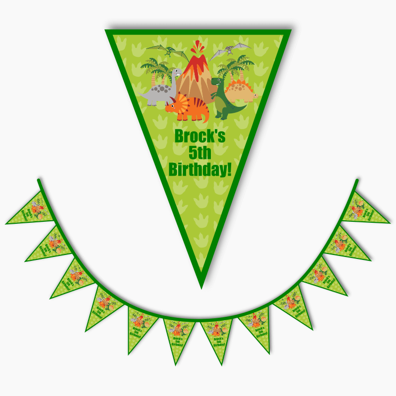 Personalised Dinosaur Birthday Party Flag Bunting