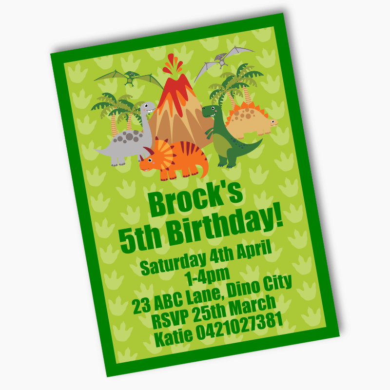 Personalised Dinosaur Birthday Party Invites