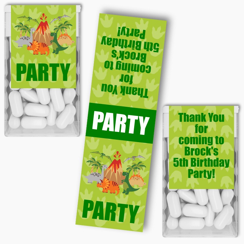 Personalised Dinosaur Birthday Party Tic Tac Labels