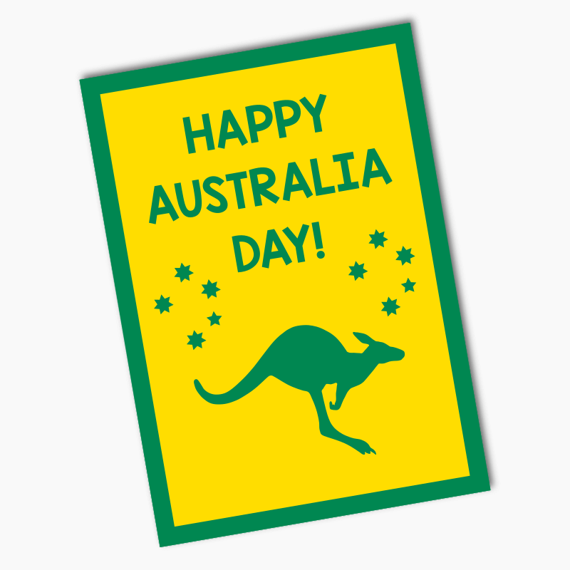 Green &amp; Gold Kangaroo Australia Day Party Posters