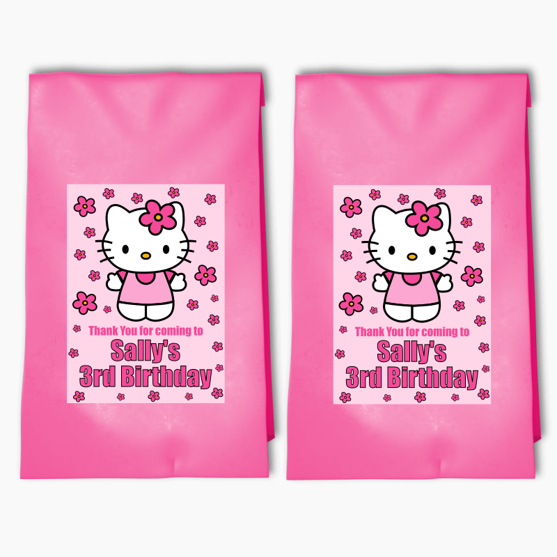 Personalised Hello Kitty Birthday Party Bags &amp; Labels