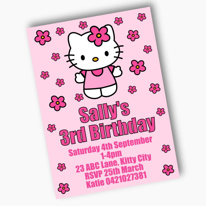 Personalised Hello Kitty Birthday Party Invites