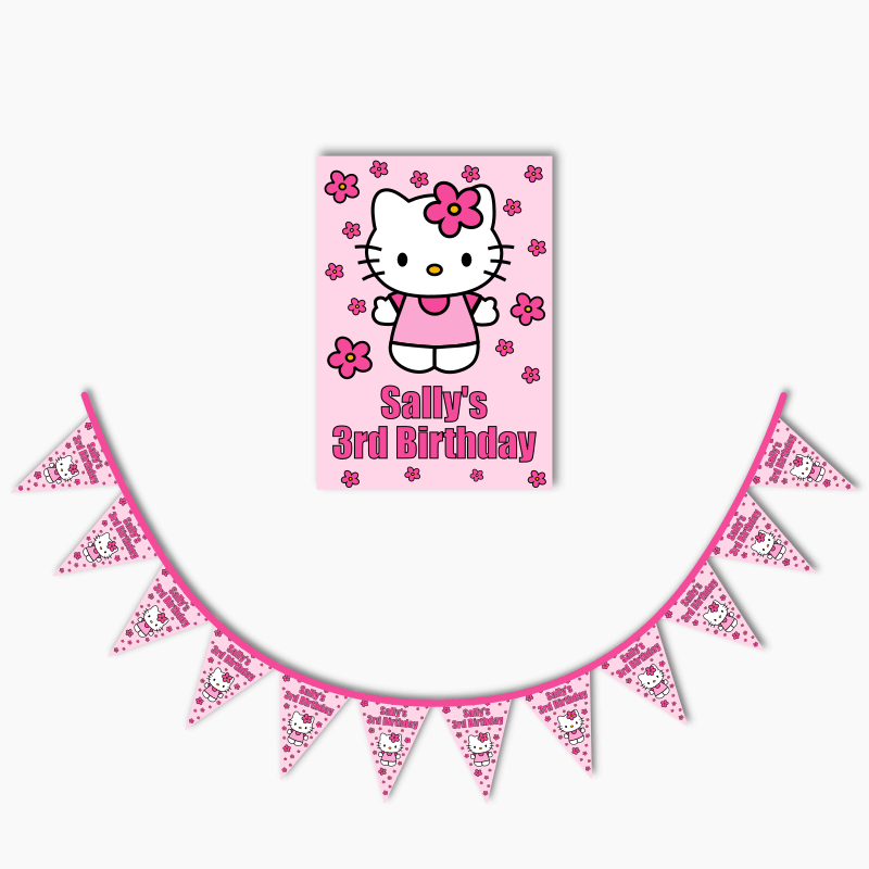 Personalised Hello Kitty Party Poster &amp; Bunting Combo