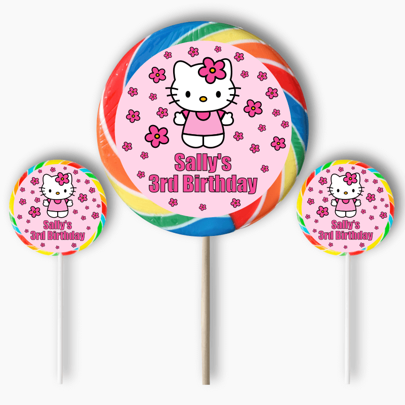 Personalised Hello Kitty Party Round Stickers