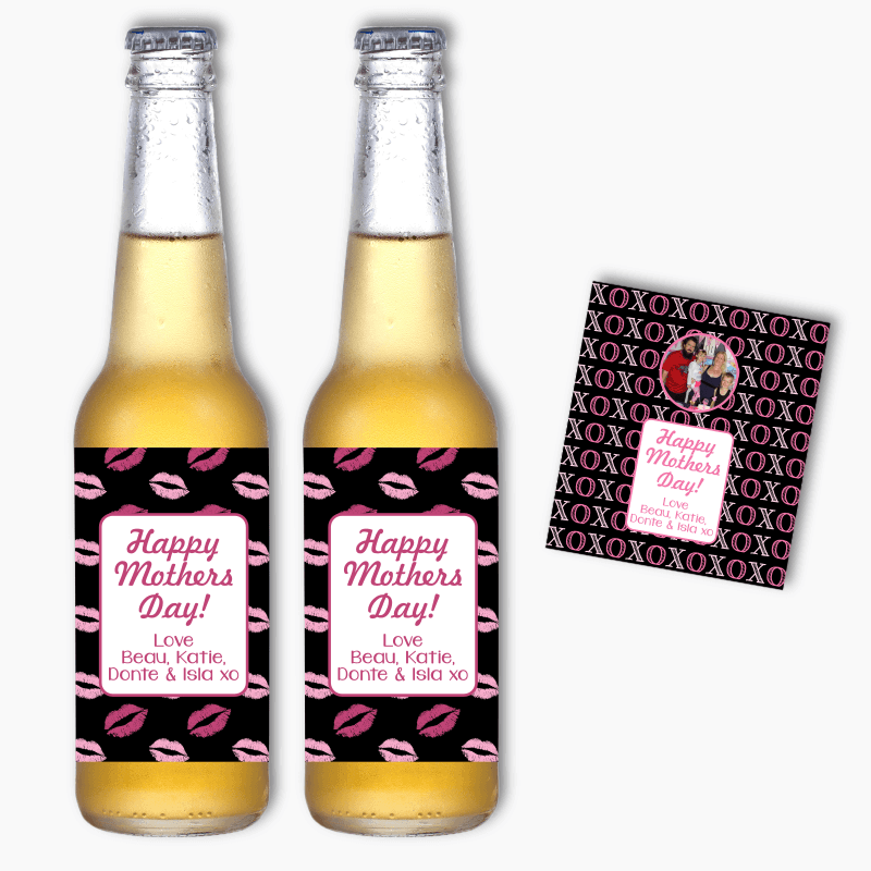 Hugs &amp; Kisses Mothers Day Gift Beer Labels