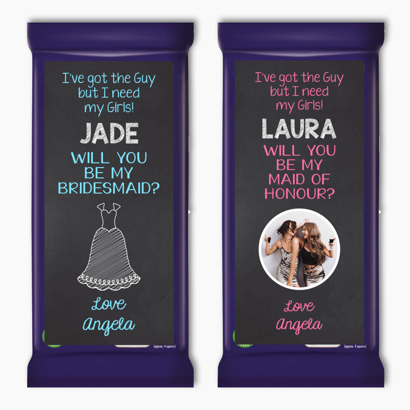 'I've Got the Guy' Will you be my Bridesmaid? Cadbury Chocolate Labels