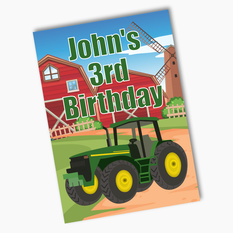 Personalised John Deere Tractor Birthday Party Posters