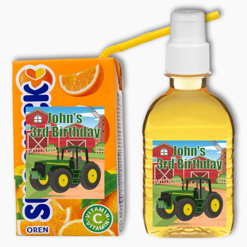 John Deere Tractor Birthday Party Rectangle Drink Labels