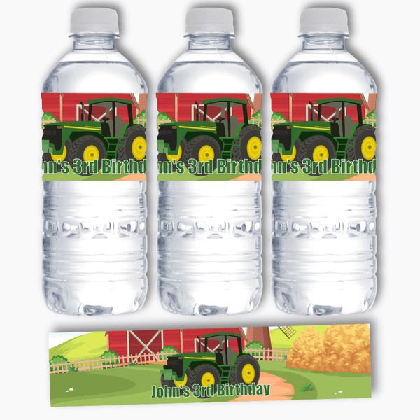 Personalised John Deere Tractor Party Water Bottle Labels Katie J Design and Events