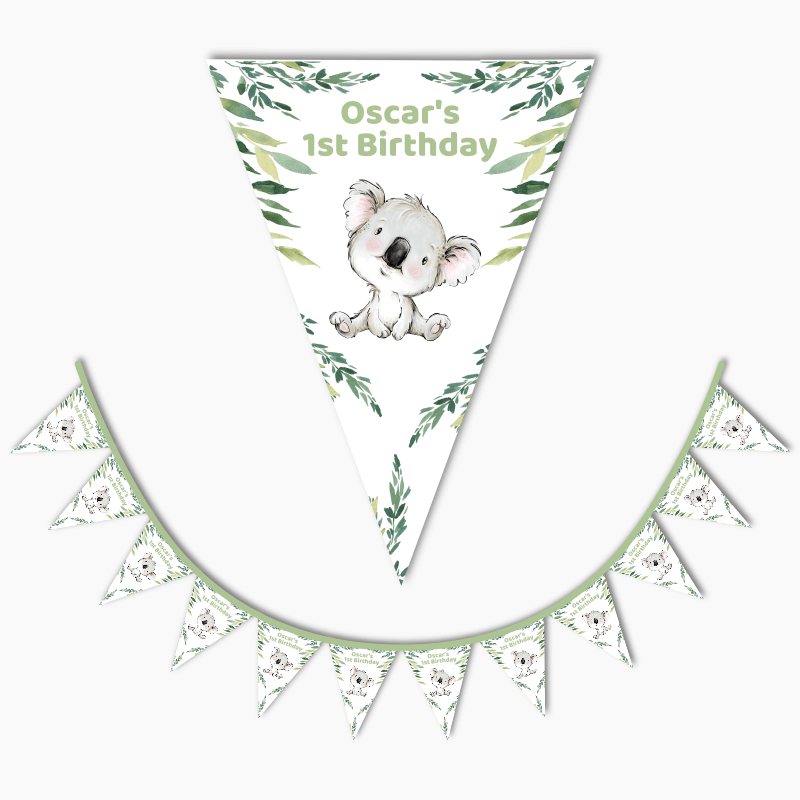 Personalised Koala Bear Party Flag Bunting